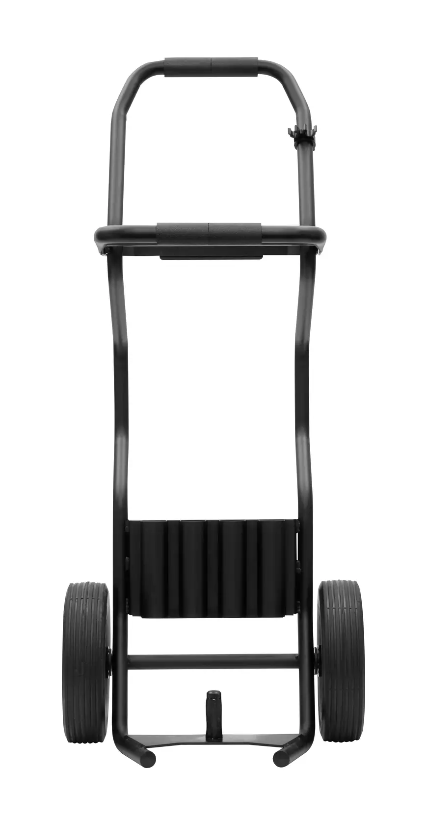 DEWALT hand truck front view, black metal, two wheels, SKUs D25981K-LX, D25981K, D25981K-QS, white background.