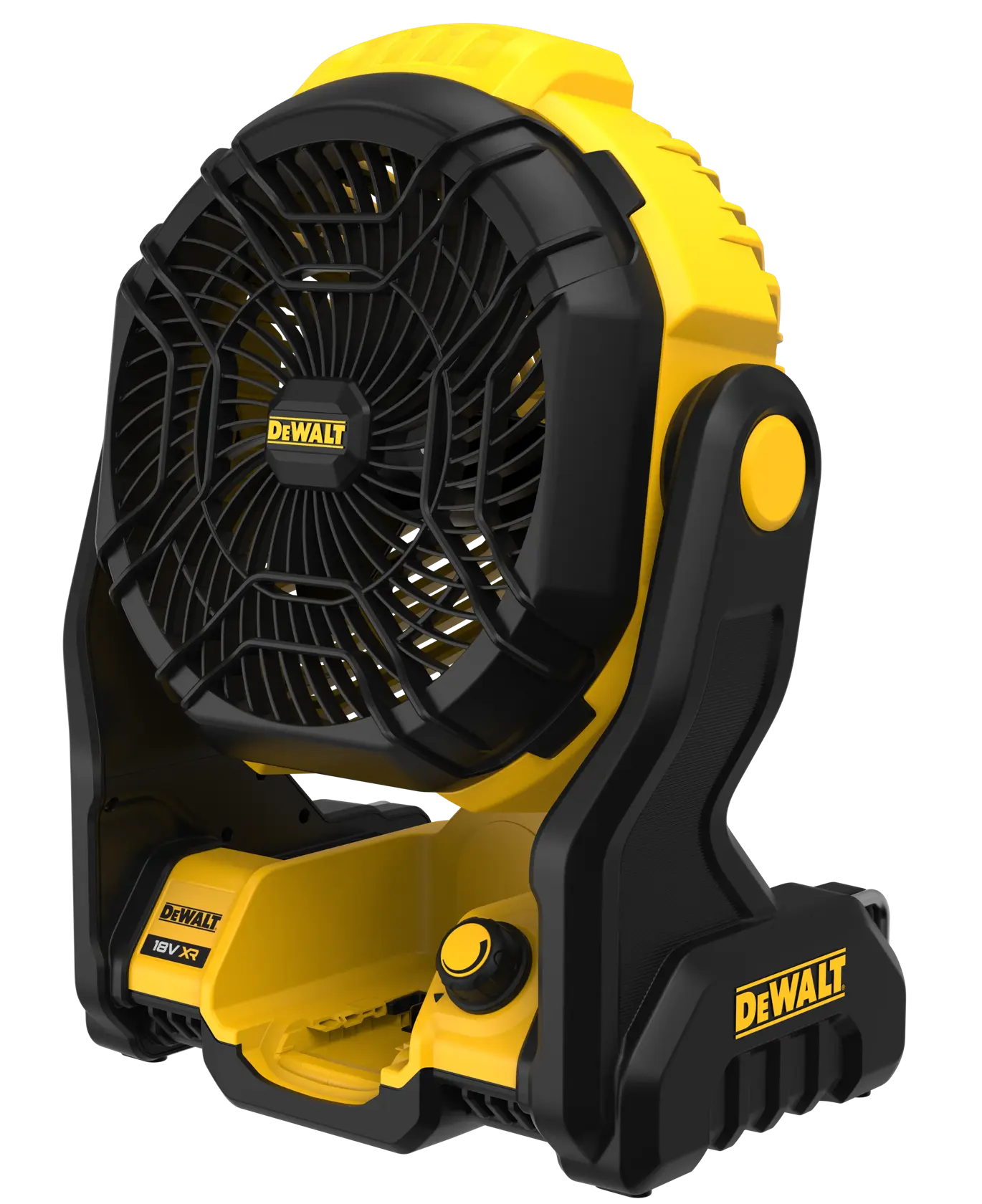 DEWALT fan, yellow-black, Photography category, SKUs DCE512N, DCE512N-XJ, Asia EMEAANZ region.