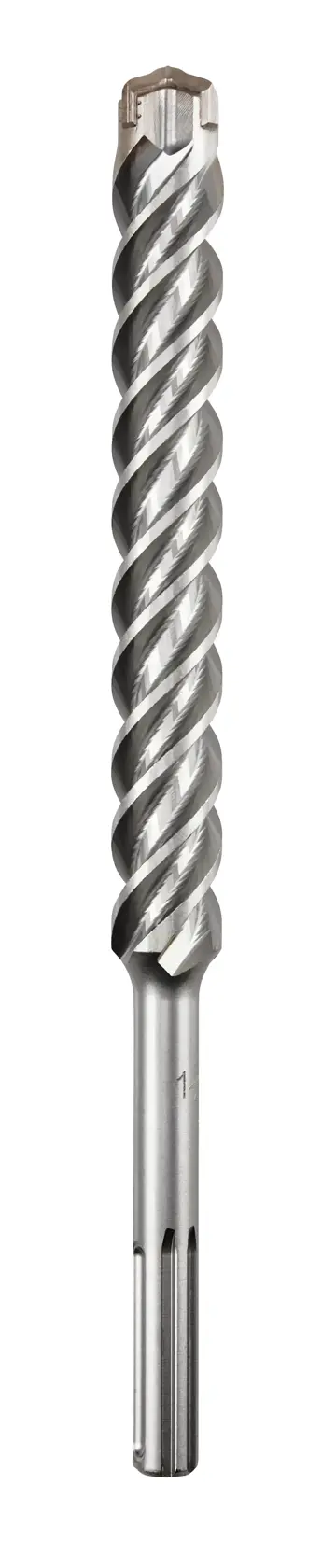 A spiral metal drill bit for power tools, shown vertically against a white background.