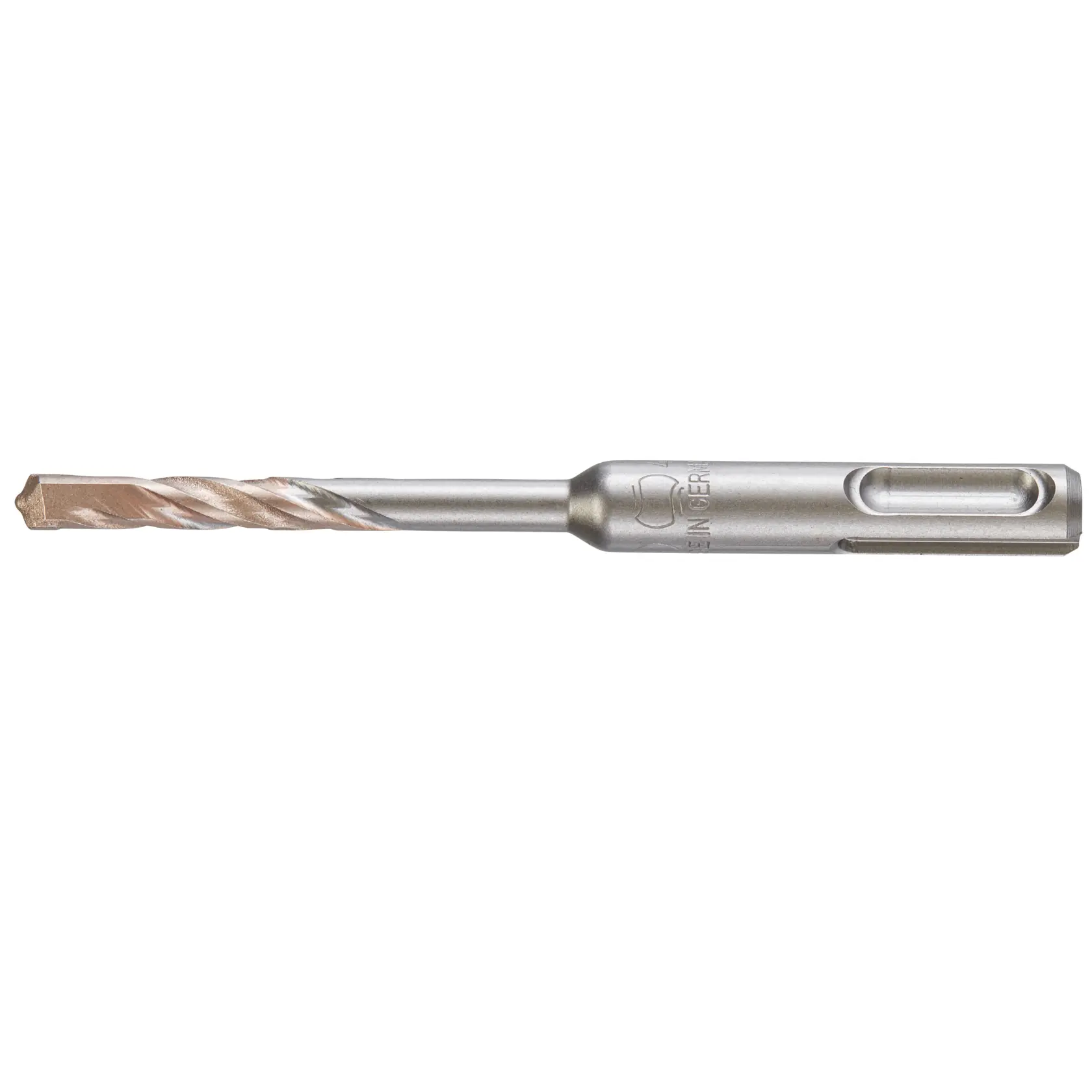 A DEWALT SDS-plus masonry drill bit with a spiral flute and carbide tip, shown against a white background.