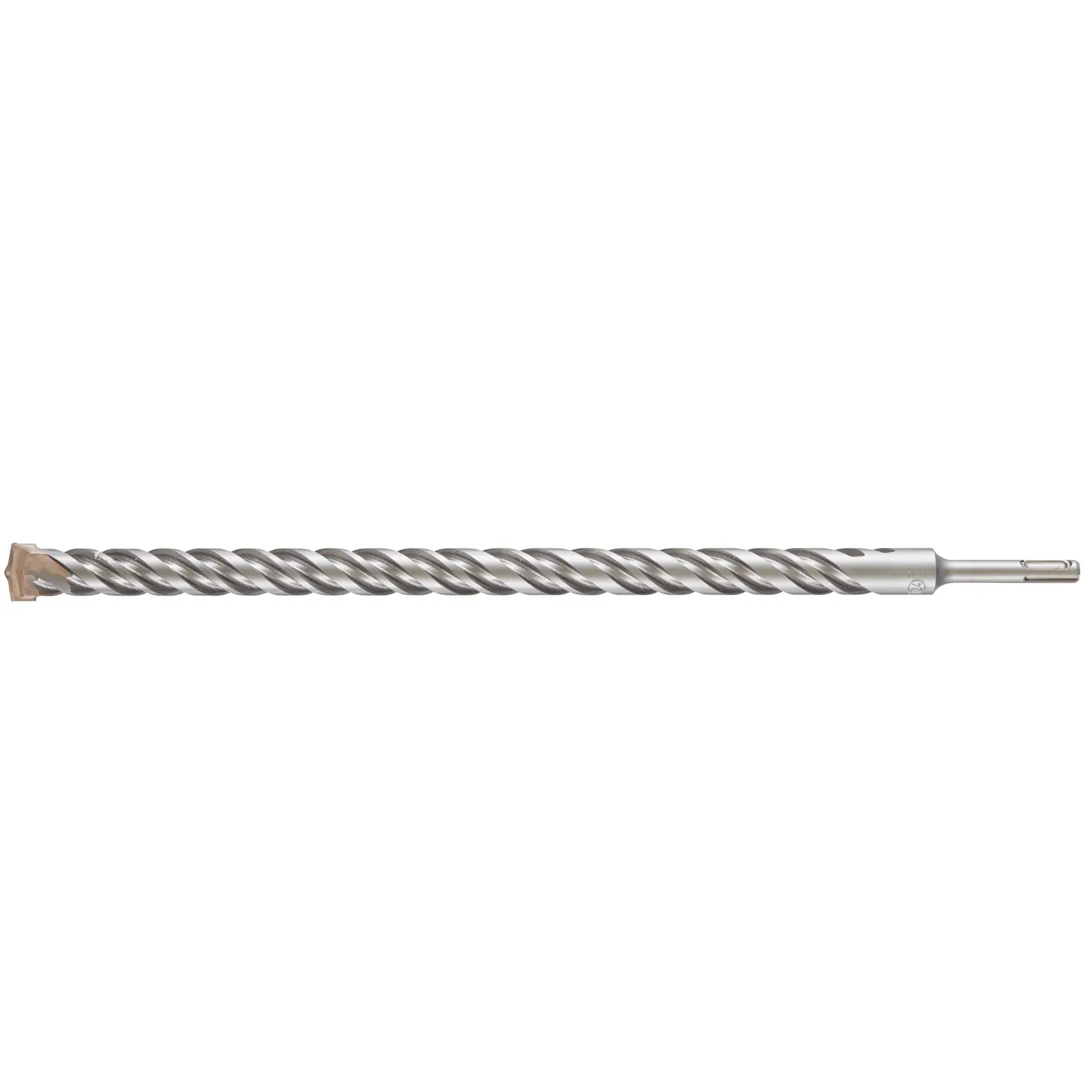 A long, silver DEWALT drill bit with spiral design for masonry or concrete drilling, shown on a white background.